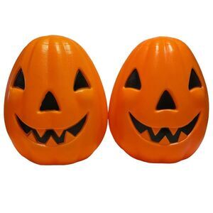 2- 13” Large Empire Halloween Blow Mold Jack-O-Lantern Pumpkin Vintage